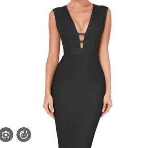 Sexy BCBG deep v-neck bodycon dress, EUC!